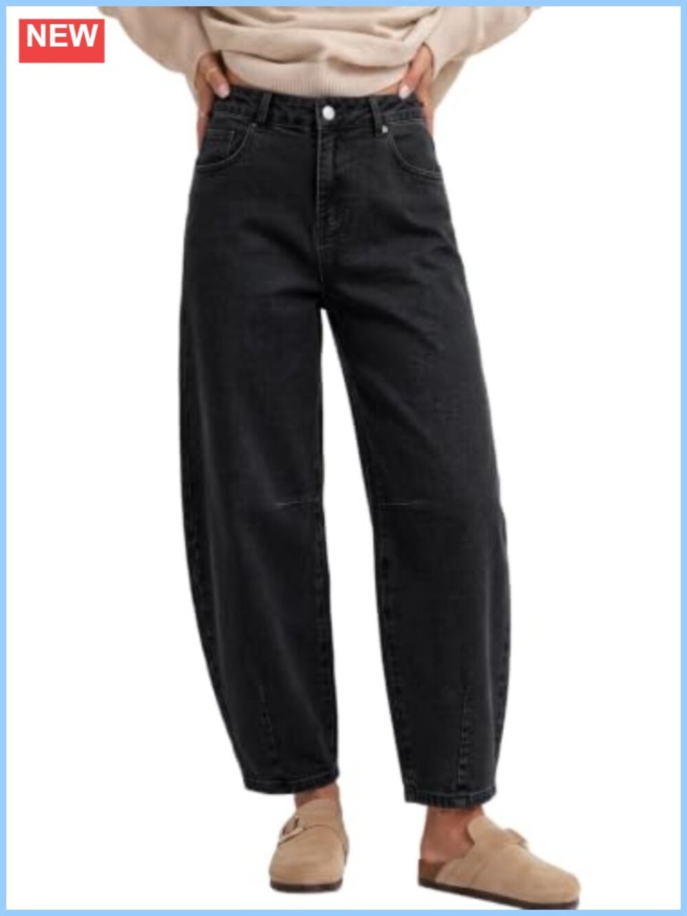 Dokotoo Women's Boyfriend Baggy Barrel Jeans Mid Rise Denim Ankle Pants